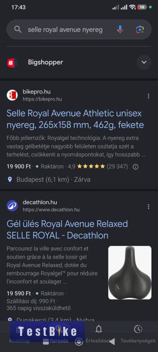  Selle Royal Avenue nyereg. Új Nagyon puha gél van benne!
