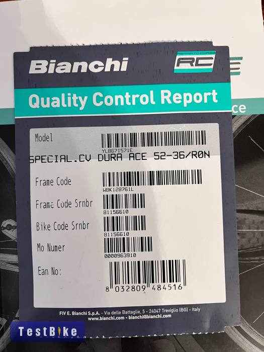 Bianchi Specialissima CV 2017 57-es méret Dura Ace / Ultegra