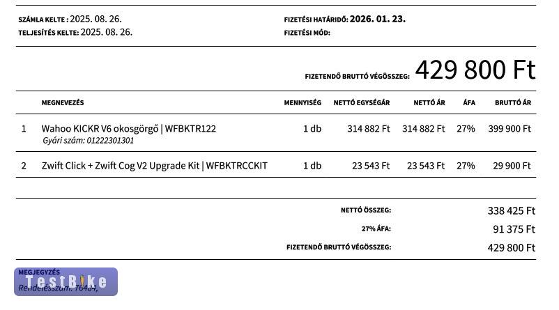 Eladó egy Wahoo KICKR v6 okos edzőgörgő