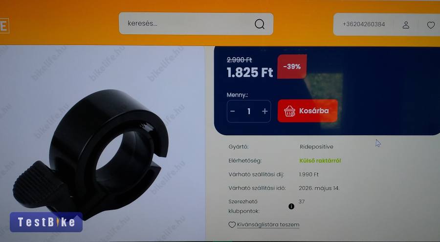 Fekete színű új állapotú hangos kerékpár csengő olcsón eladó