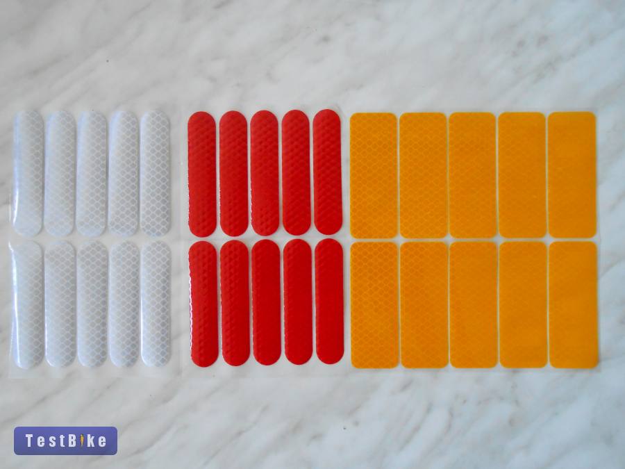 Fényvisszaverő matrica, fehér, piros, sárga, új!