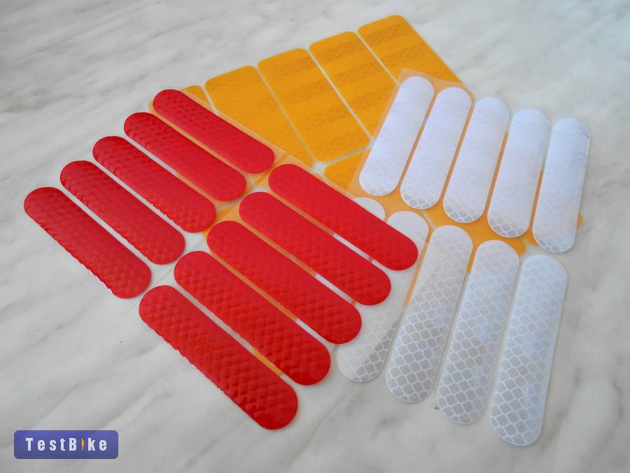 Fényvisszaverő matrica, fehér, piros, sárga, új!