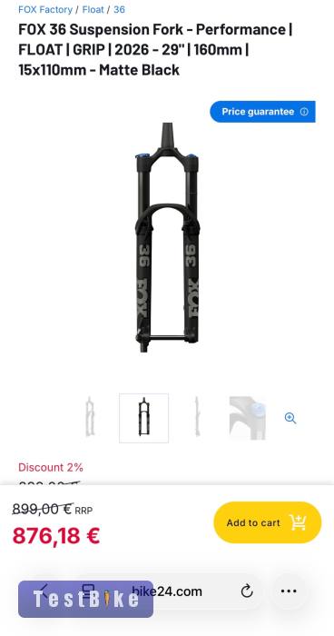 Fox 36 Perfromance Grip 160mm 2026 ÚJ modell FÉLÁRON!!!