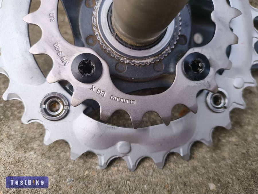 Használt! Shimano FC-M615 Deore hajtókar, Új lánctányérokkal!