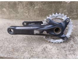 Használt! Shimano FC-M615 Deore hajtókar, Új lánctányérokkal!
