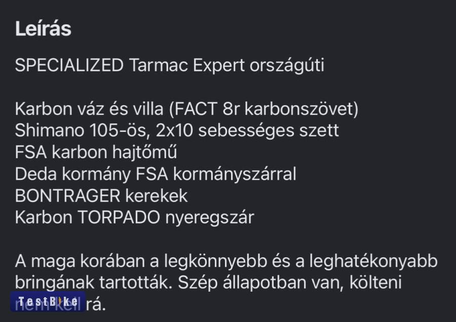 Használt Specialized Tarmac Expert eladó