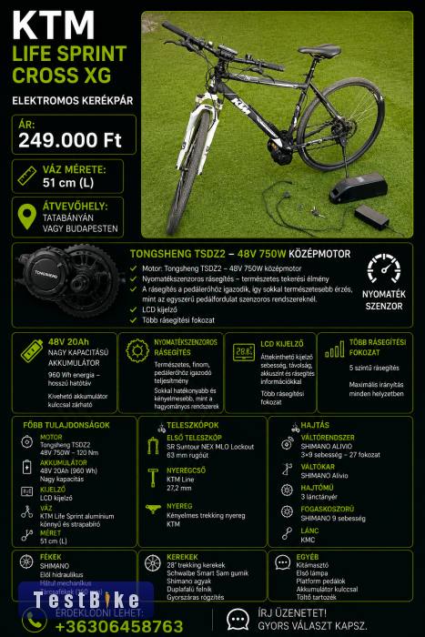 KTM Life Sprint elektromos férfi kerékpár – 48V 750W