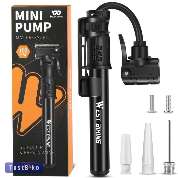 Minipumpa nyomásmérős dualfejes auto és presta szelepes