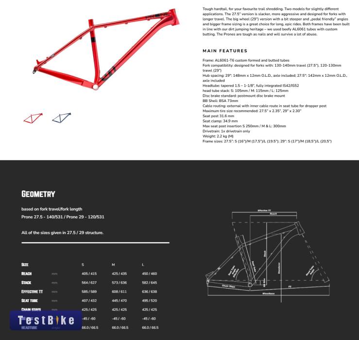 Octane One Prone váz + RockShox Recon teleszkóp vázszett