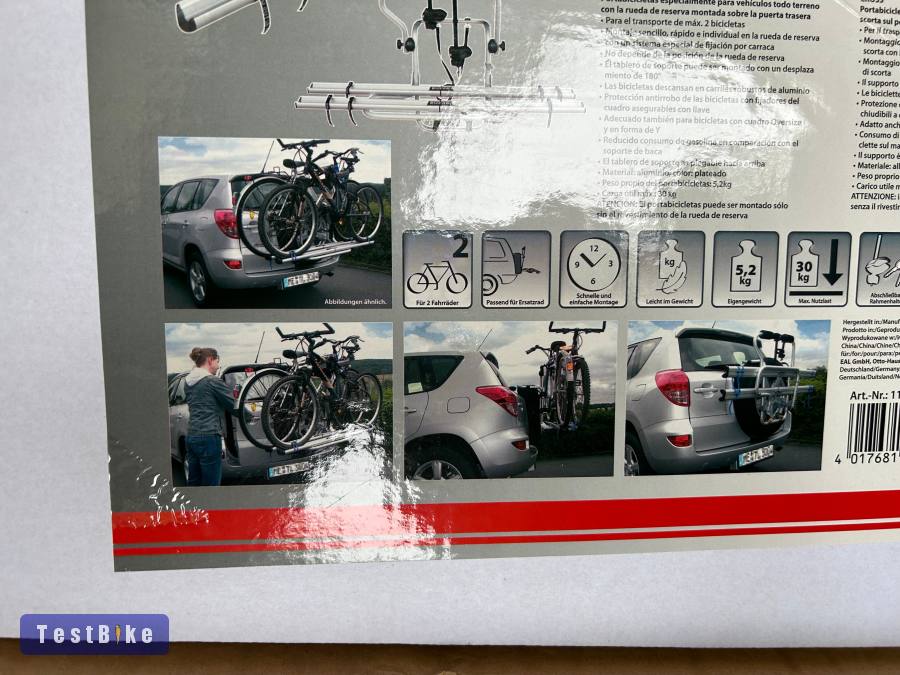 Pótkerékre szerelhető biciklitartó