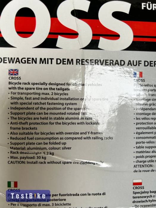 Pótkerékre szerelhető biciklitartó