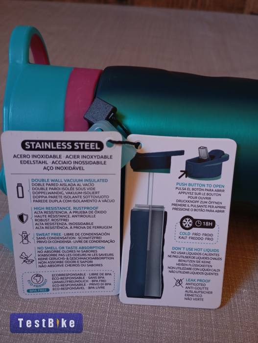 Quokka sportkupakos, rozsdamentes acél kulacs 600 ml