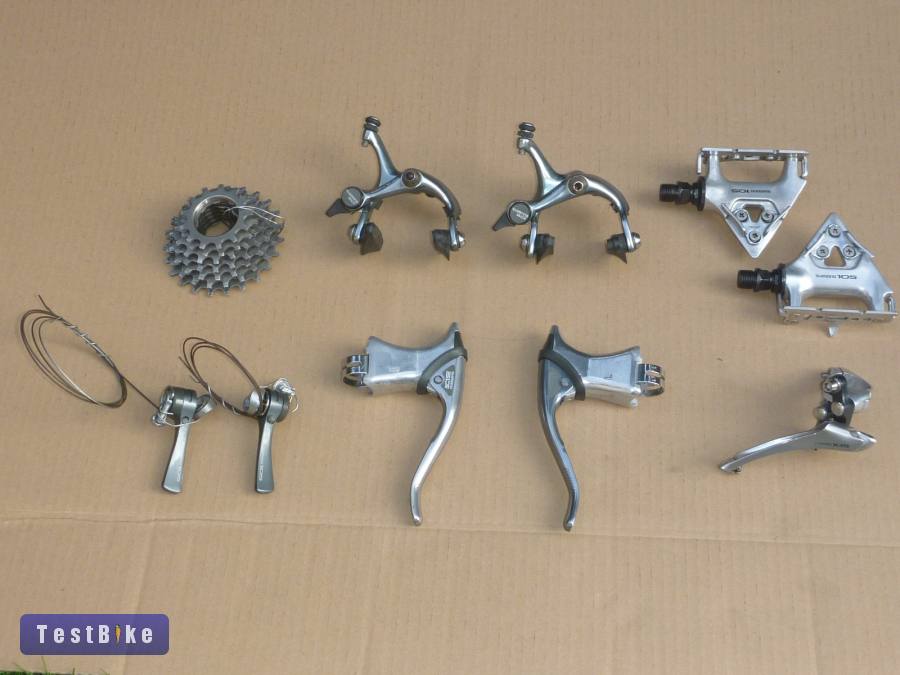Shimano 105 alkatrészek (fék szett, pedál, váltó, v.kar...)