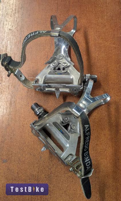 Shimano 600 Tricolor klipszes pedál Alfredo Binda szíjjal