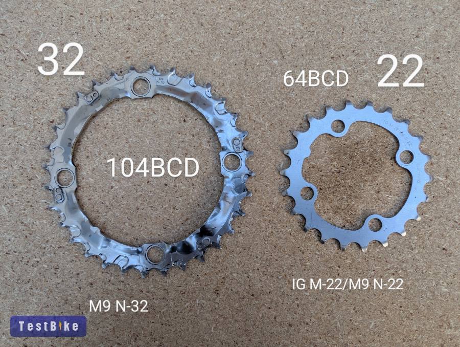 Shimano deore 3x9 hajtás lánctányérok (104BCD, 22-44T)