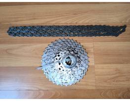 Shimano Deore XT fogaskoszorú Cs-M771-10 SLX lánccal