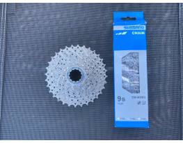 Shimano XT 9s lánc és sor