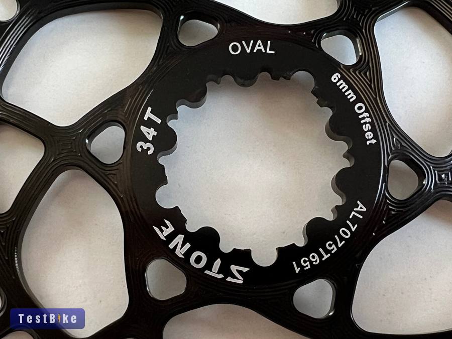 Stone 34 fogas aluminium ovál, Sram hajtókarhoz, 6mm offset