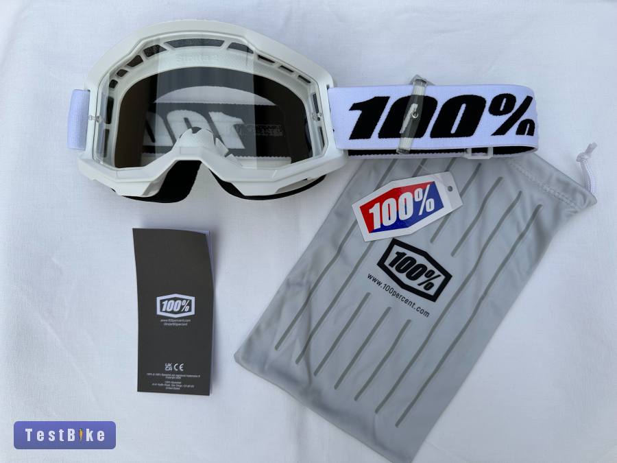 Új 100% Strata 2 fehér DH/FR szemüveg, védőszemüveg