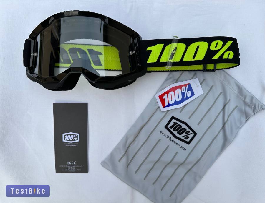 Új 100% Strata 2 fekete/sárga DH/FR szemüveg, védőszemüveg