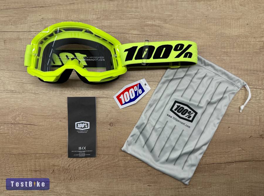 Új 100% Strata 2 neon sárga, átlátszó lencsés DH/FR szemüveg