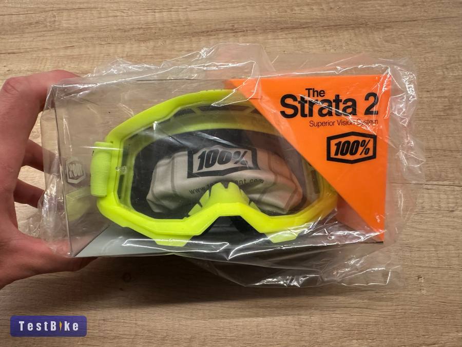 Új 100% Strata 2 neon sárga, átlátszó lencsés DH/FR szemüveg