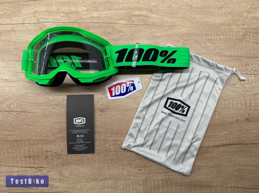 Új 100% Strata 2 neon zöld, átlátszó lencsés DH/FR szemüveg