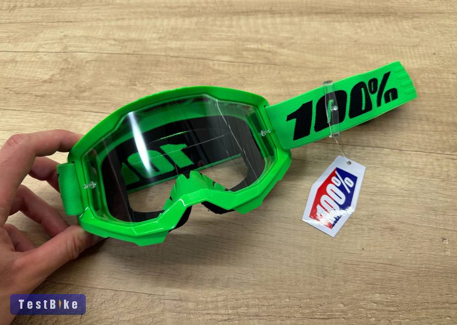 Új 100% Strata 2 neon zöld, átlátszó lencsés DH/FR szemüveg