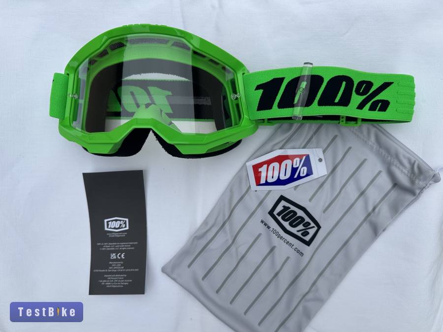 Új 100% Strata 2 neon zöld DH/FR szemüveg, védőszemüveg