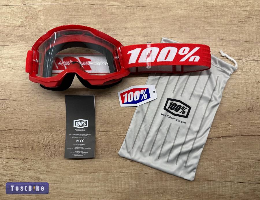 Új 100% Strata 2 piros, átlátszó lencsés DH/FR szemüveg