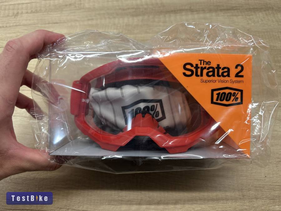 Új 100% Strata 2 piros, átlátszó lencsés DH/FR szemüveg