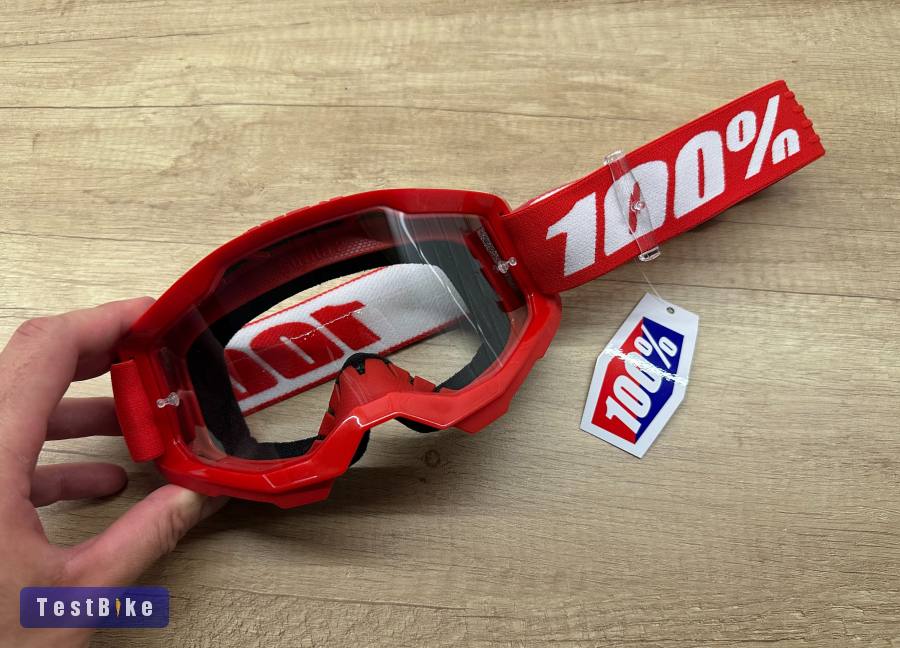 Új 100% Strata 2 piros, átlátszó lencsés DH/FR szemüveg