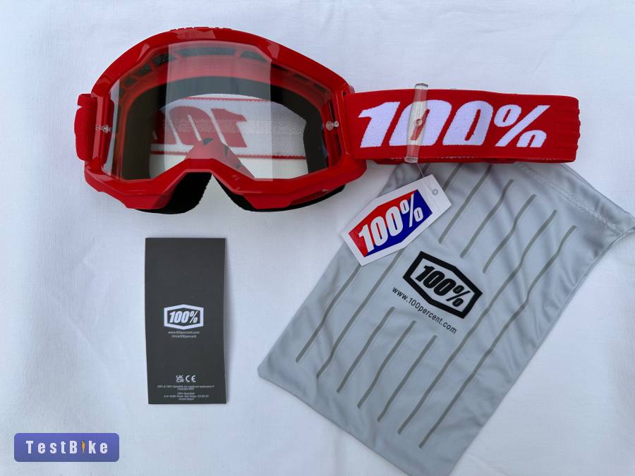 Új 100% Strata 2 piros DH/FR szemüveg, védőszemüveg