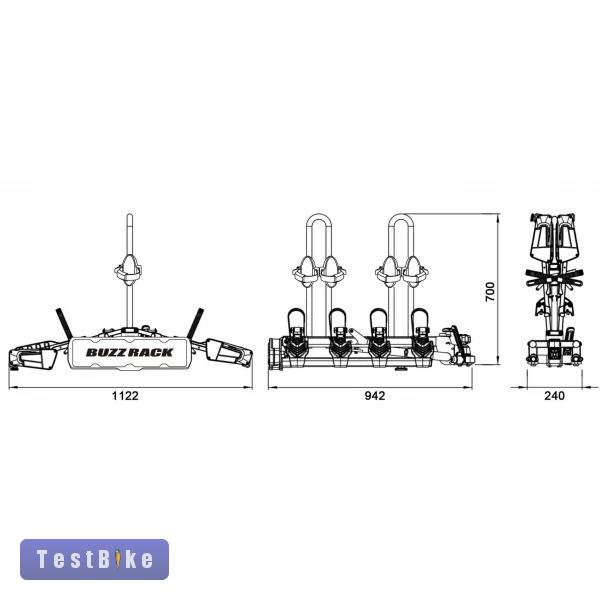 Új Buzz Rack összehajtható, 4 kerékpár szállító vonóhorogra