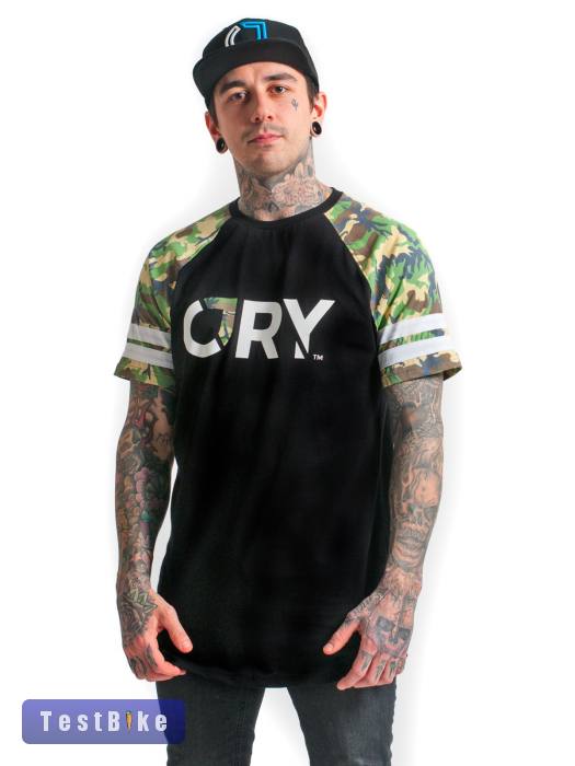 Új CRY brand fekete/camo slim fit póló, t-shirt (S) - BMX
