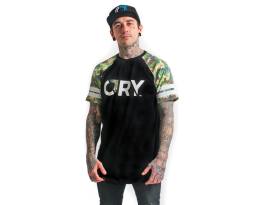 Új CRY brand fekete/camo slim fit póló, t-shirt (S) - BMX