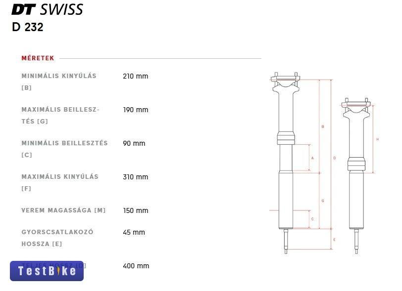 Új dobozos DT Swiss D232 upsidedown dropper 27,2 és 30,9 is
