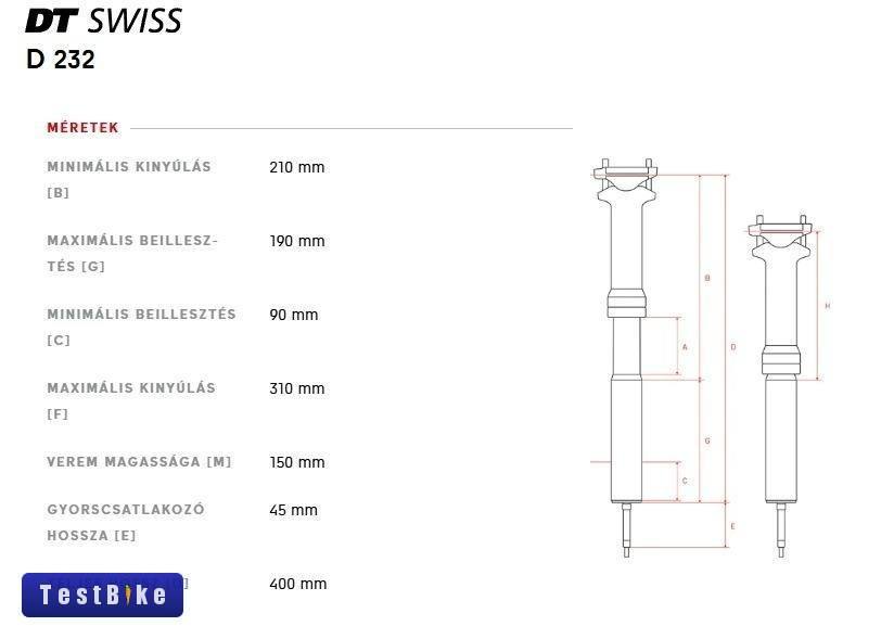 Új dobozos DT Swiss D232 upsidedown dropper 27,2 és 30,9 is