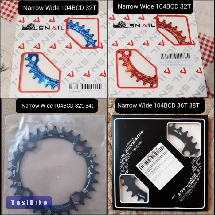 Új első lánckerék, lánctányér Narrow Wide, 104BCD. Ár/db! 
