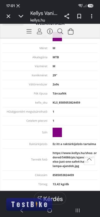 Új Kellys Vanity 70 MTB női, Bontatlan gyári csomagolásban!
