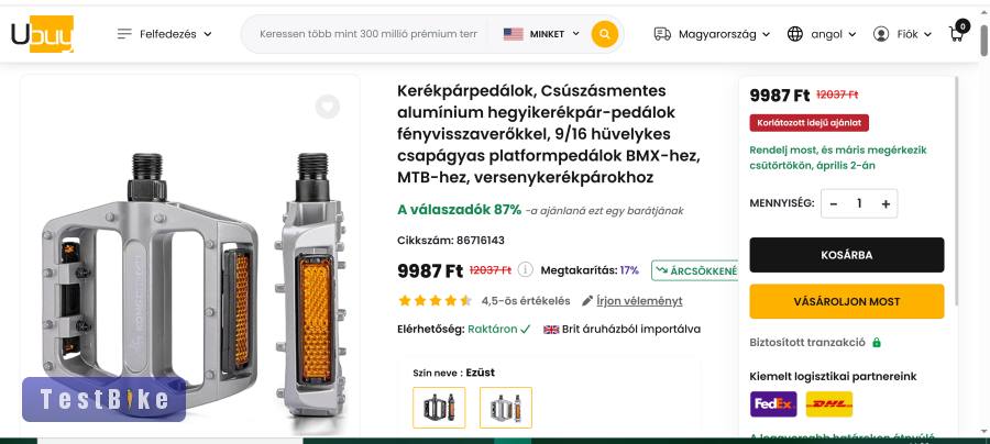 Új Kong ming Car alumínium kerékpár pedál szűrke színben 