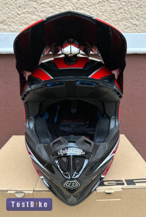 Új Troy Lee Designs piros/fekete sisak, bukósisak (M)