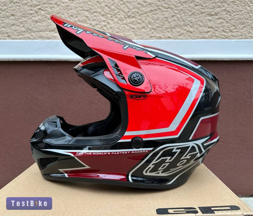 Új Troy Lee Designs piros/fekete sisak, bukósisak (M)