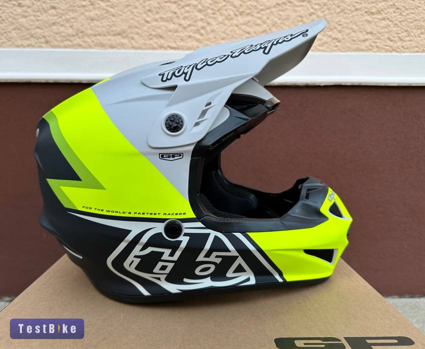 Új Troy Lee Designs szürke/sárga sisak, bukósisak (M)