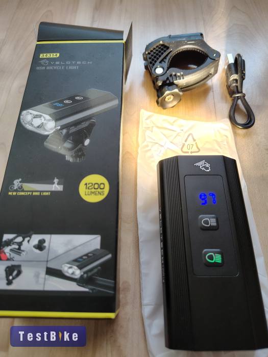 új Velotech Pro 1200 lumen led első lámpa