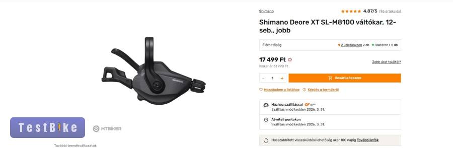 Új XT váltókar bilincses Xt Lánc m8100