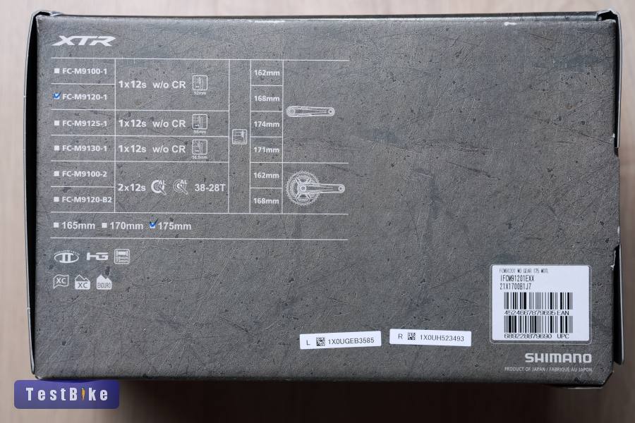 Vadiúj Shimano XTR FC-M9120-1 hajtókar (175 mm, 1x12s) dobozos