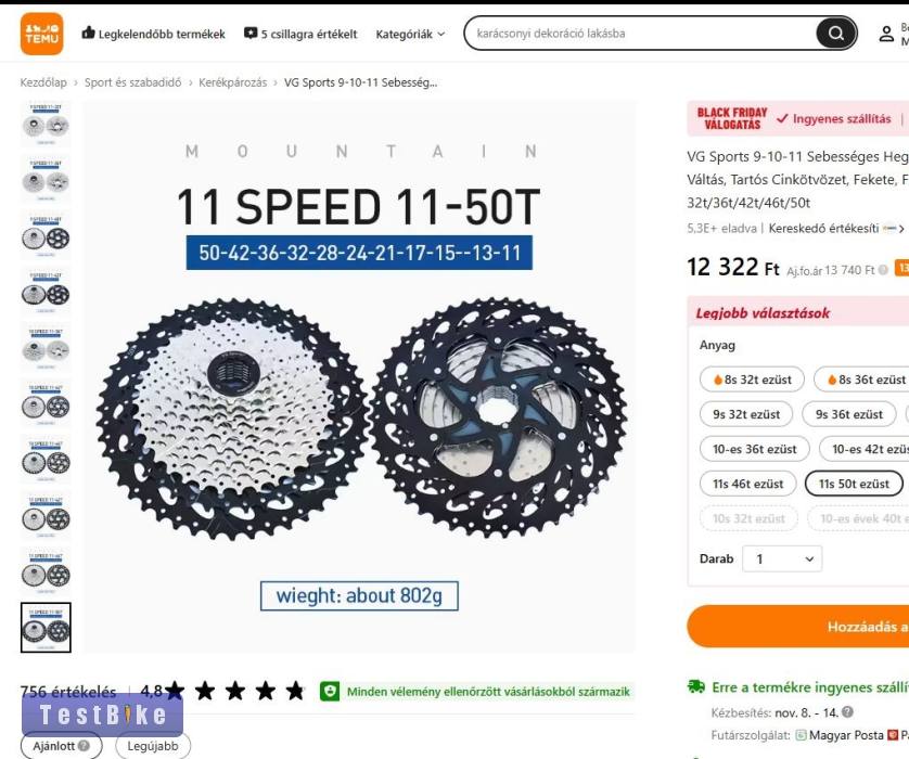 VG Sports 11-50 T 11 sebességes hátsó sor (Shimano HG)