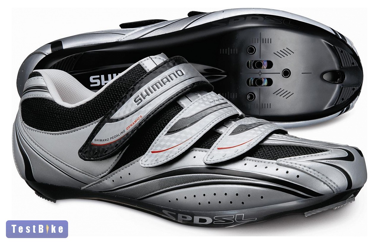 Chaussures vélo route Shimano SH-R077 pointure 8,9 cyclisme gris argent sangle v Chaussures vélo route Shimano SH-R077 pointure 8,9 cyclisme gris argent sangle v
